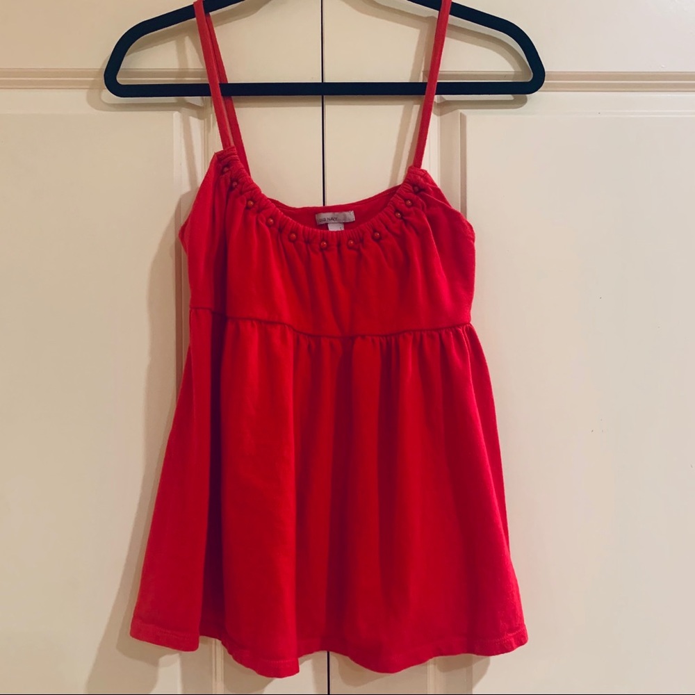 OLD NAVY - RED BABYDOLL CAMI WITH BEAD DETAIL
